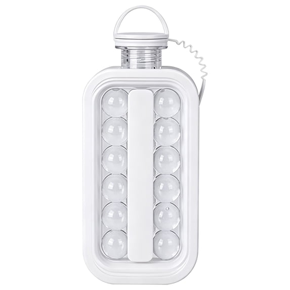 2-in-1 Ice Ball Maker Water Bottle, Ice Making Bottle, Reusable Ice Mold Container, Leakproof Ice Cube Maker, Multifunctional Household Ice Sphere Maker, Portable Spherical Ice Mold for Coffee