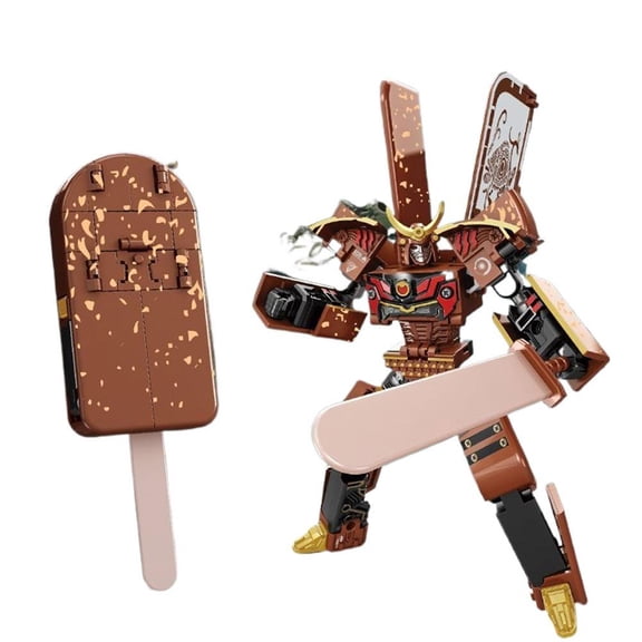 2-in-1 Ice Cream Deformation Robot for Image Jar Mecha Creative Warrior Mod, Desktop Decoration, Perfect Adult Birthday Gift