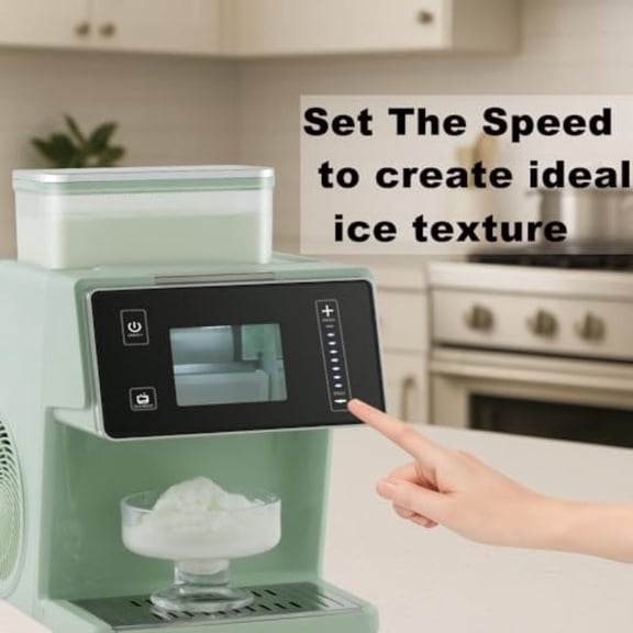 2-in-1 Ice Maker for Snow Cones and Slushies, No Pre-Freezing Required, Quick Ice in 2 Minutes with Adjustable Texture, Compact for Home and Parties