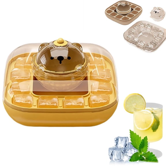2-in-1 Ice Tray Storage Box with Lid, Spherical Ice Ball Maker Easily Release, Multifunctional Drink Cooler, Includes 1 Ice Tray Set