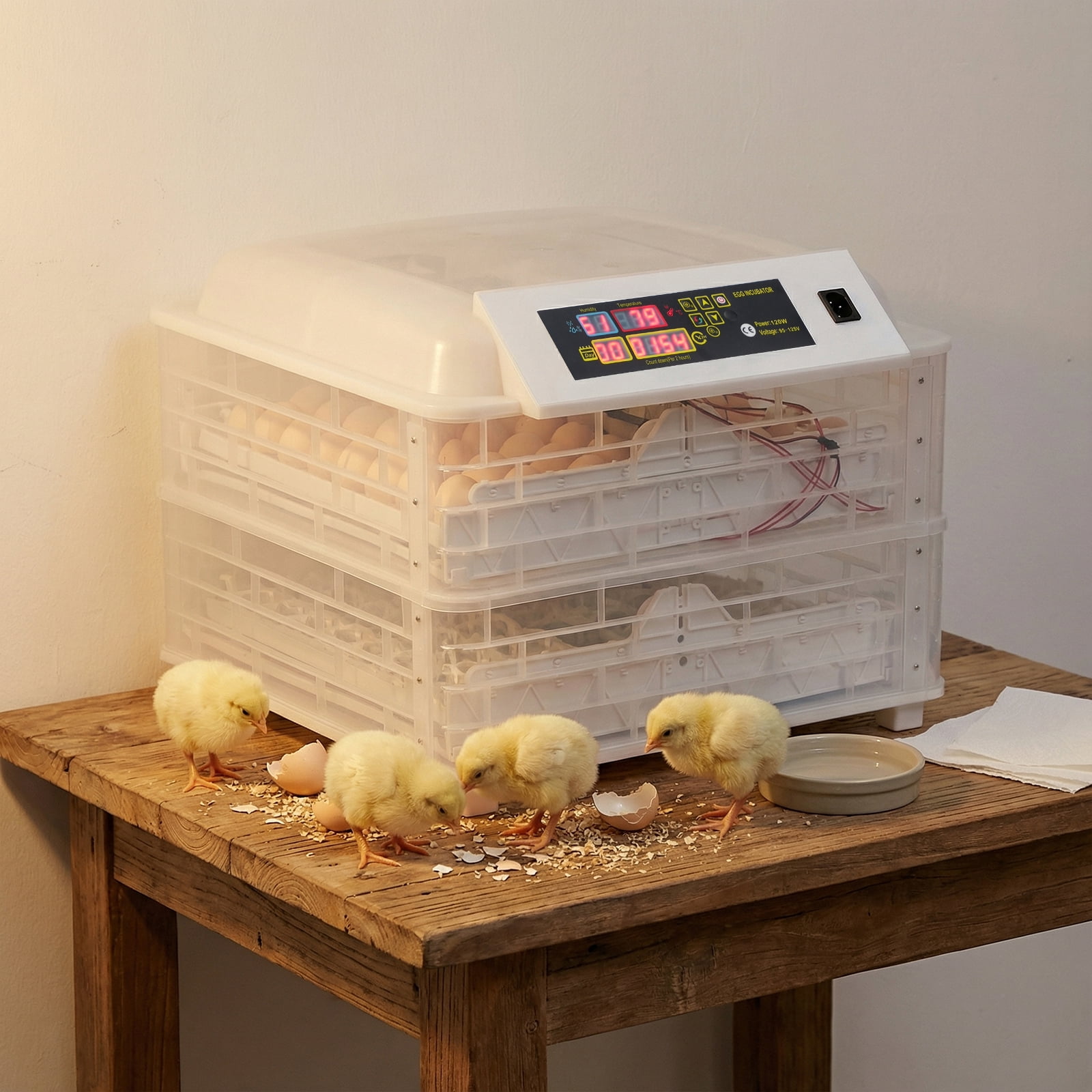 2 in 1 Incubator Chicken Duck Bird Auto-Turning Digital Control 112 Eggs