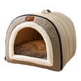 thumbnail image 1 of 2-in-1 Indoor Dog House, Portable Foldable Pet Tent & Cave Bed with Removable Cover for Small Medium Dogs, Warm Fleece Mat Included, 1 of 7