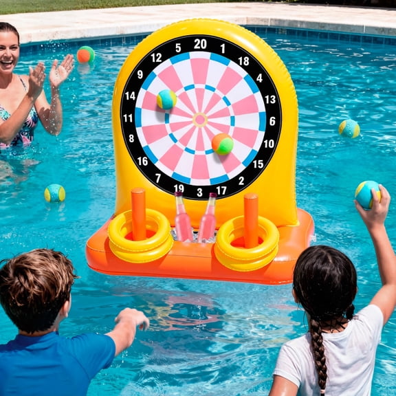 2-in-1 Inflatable Dart Board and Ring Toss Game Set