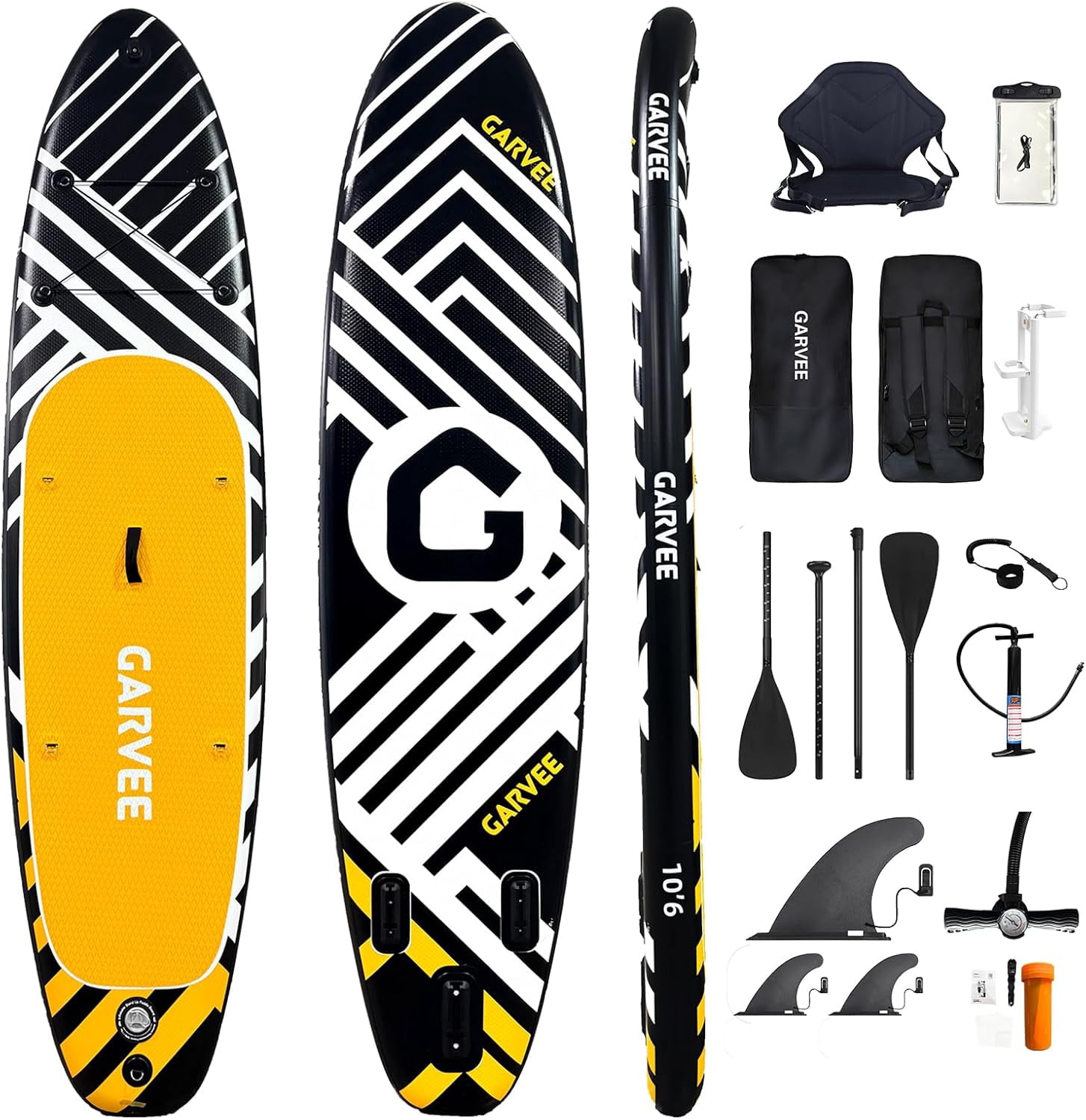 2-in-1 Inflatable Stand Up Paddle Board with Premium SUP Paddleboard Accessories, Wide Stable Design,Non-Slip Comfort Deck for Adults & Youth of All Skill Levels Water Sports & Fishing, Black