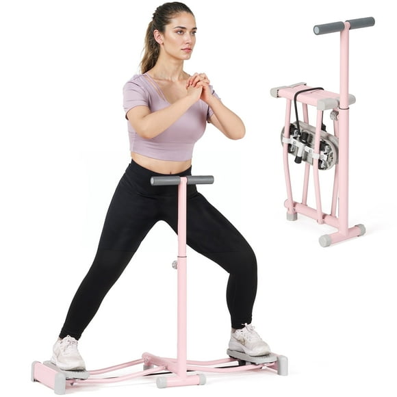 Naipo Ski Exercise Machine Ski Machine With 4 Level Adjustable Handles Leg Exerciser Foldable Fitness equipment for Home Gym Pink