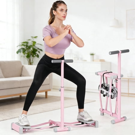 Naipo Ski Machine Exercise Equipment With 4 Level Adjustable Handles Leg Exerciser Foldable Fitness equipment for Home Gym Pink