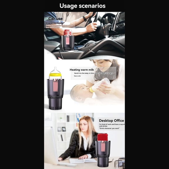 2 in 1 Intelligent Cold & Warm Car Cup with Cooling and Heating Functions Insulation Drink Cooler for Tumblers US Plug A