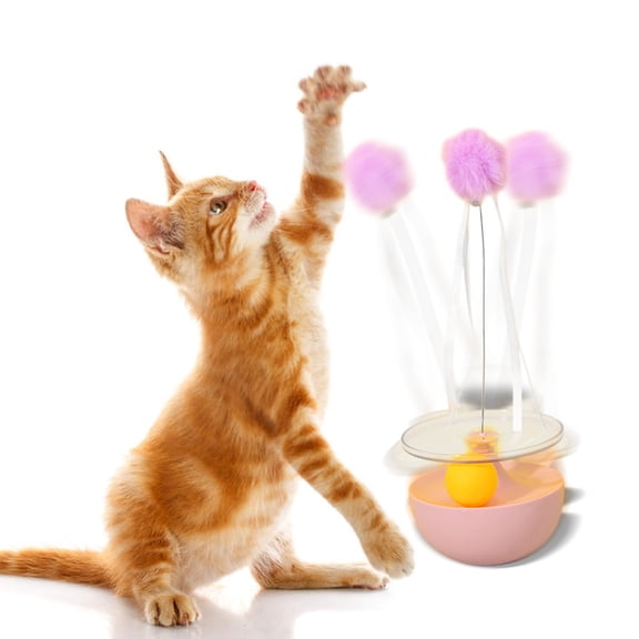 2-in-1 Interactive Cat Toy – Tumbler Teaser Wand & Track Ball Combo with Feathers, Motion-Activated Toy for Indoor Kittens, Exercise & Fun Birthday Gift