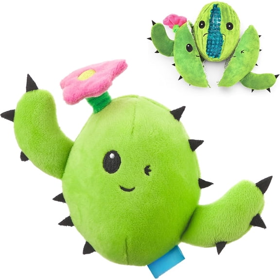 2 in 1 Interactive Plush   -  and Reveal  for Dogs and Puppies -  Squeaky Pet  | Consuela Cactus (Small)