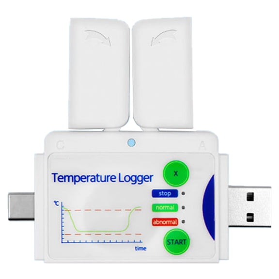 2 in 1 Interfaces Cold Chain Temperature Data Logger with LED Alert for Storage 8640 Points Support PDF Report