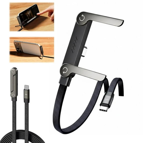 2-in-1 Invisible Holder Phone Charger Cable,2026 Fast Charging Cord with Built-in Phone Stand,240W Fast Charging Cord with Built-in Phone Stand (TYPE-C to Lightning)