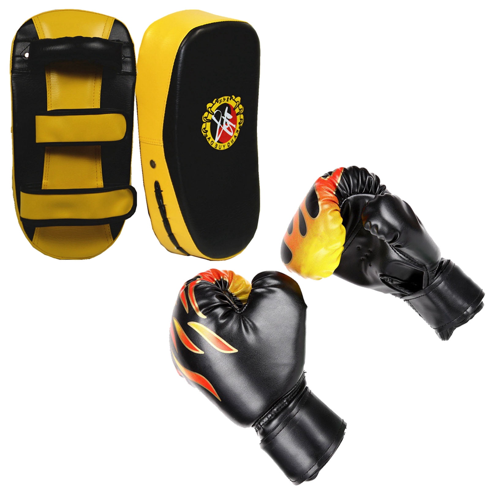 Boxing gloves and pads set sale