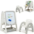 thumbnail image 1 of 2 in 1 Kids Easel Desk Chair Set Book Rack Adjustable Art Painting Board, 1 of 9