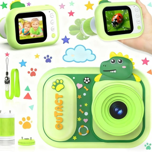 2-in-1 Kids Microscope & Video Camera - 1000X Digital Microscope with 2.4" Screen, 1080P Portable Handheld, STEM Educational Science Kit Toys for 3-12 Year Old Boys & Girls