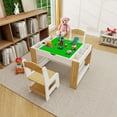 thumbnail image 1 of 2 in 1 Kids Play Table & 2 Chairs Set, Activity Table Set with 7 Storage Compartments, Compatible with LEGO Building Block, 1 of 6
