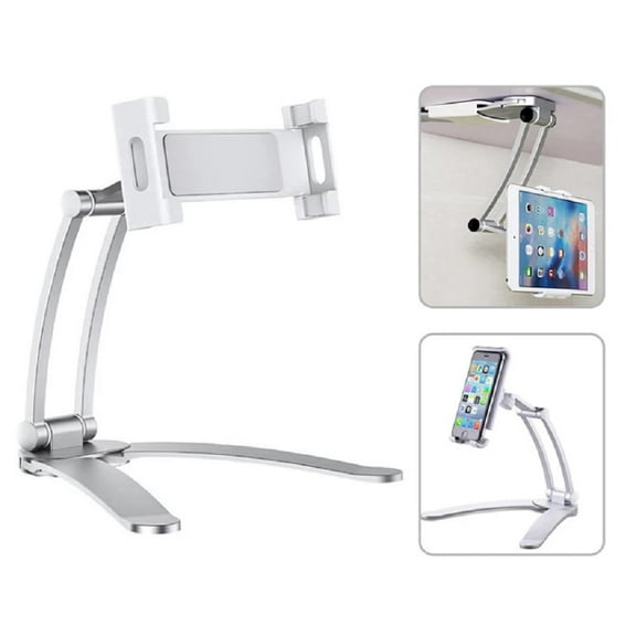 2-in-1 Kitchen Cabinet Tablet Holder – Adjustable & Foldable Wall Mount/Desktop Stand for iPad & Phones, Ideal for Cooking & Countertop Use TIKA