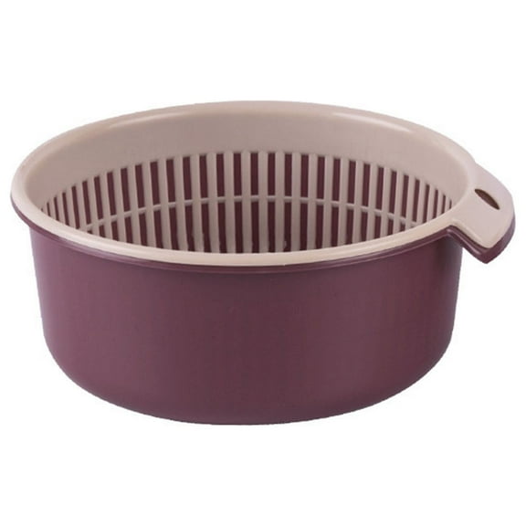 2-in-1 Kitchen Colander Washing Basket, Double-Layer Plastic Fruits Vegetable Washing Basket, Stackable Vegetable Drain Strainer, Kitchen Wash Bowl & Food Storage Container (Red)