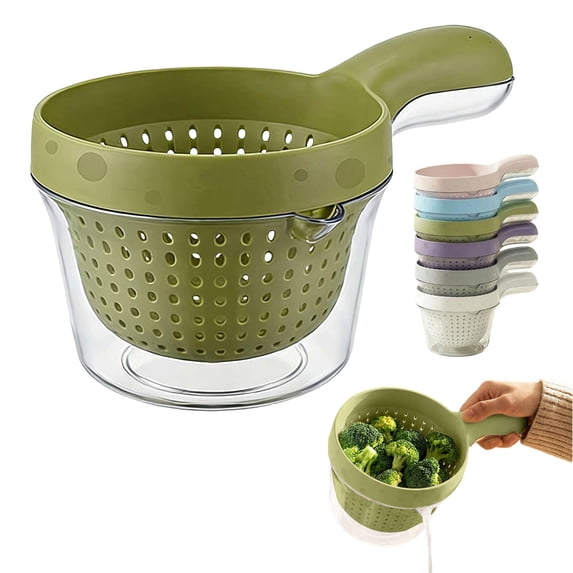 2-in-1 Kitchen Fruit Basket & Colander,Small Berry Strainer Bowl with Outer Serving Basin for Sink