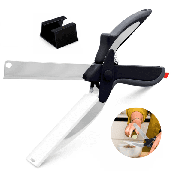 2-in-1 Kitchen Scissors with Detachable Cutting Board, Stainless Steel Blade Shears with Safety Lock, Multi-Purpose Cutter for Meat, Cheese, Vegetables - 9.6 Inch