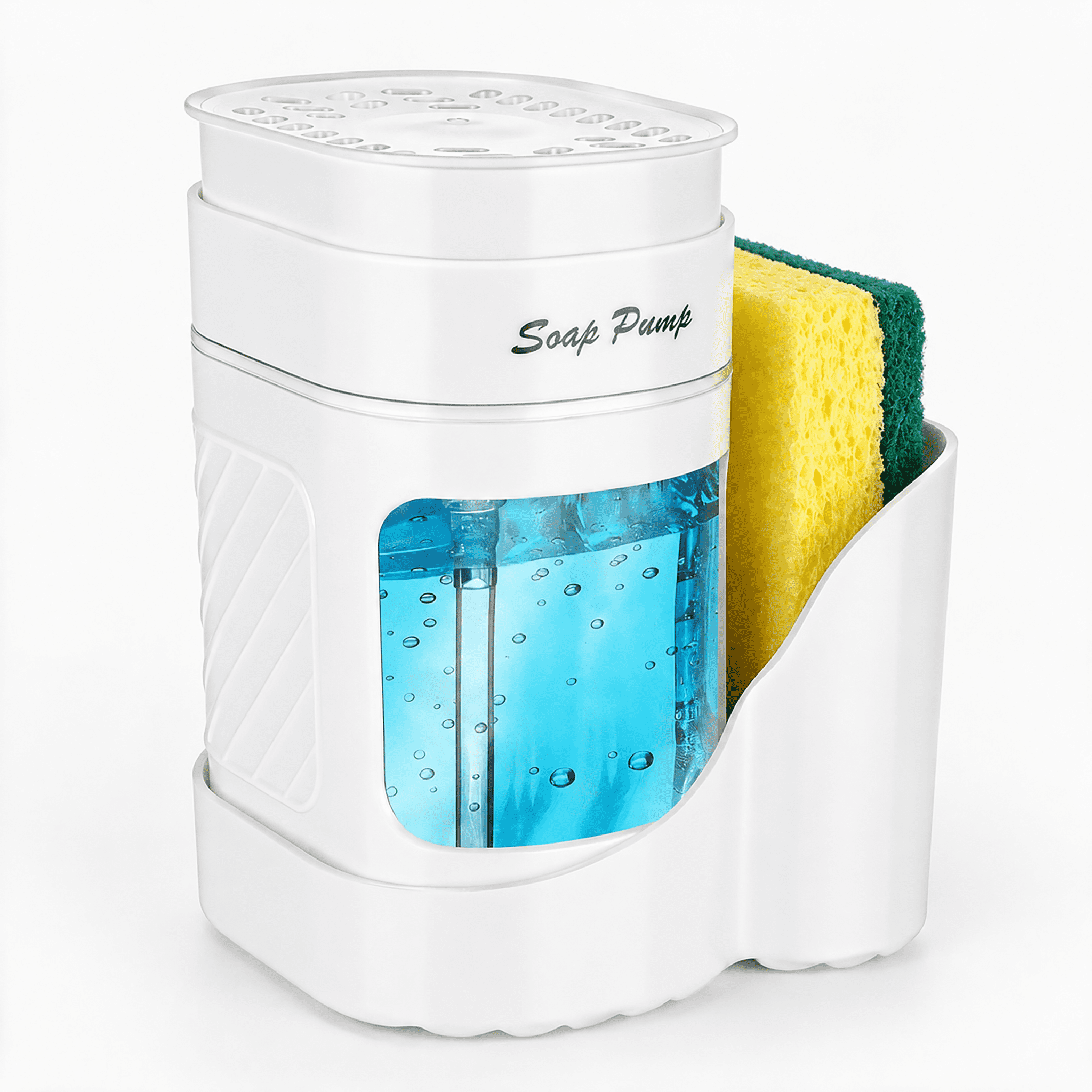 2-in-1 Kitchen Soap Dispenser with Sponge Holder, 14.5 oz Liquid Soap ...