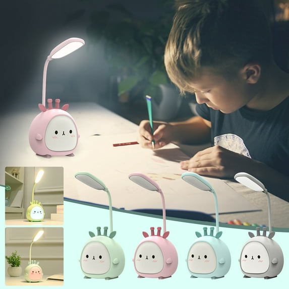 2-in-1 LED Table Light, Foldable Desk Lamp with Adjustable Neck, Colorful Gradient Night Light, Portable USB Rechargable Education Lamp for Home Desk Office