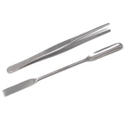 2 in 1 Lab Supplies Kit Double Head Stainless Steel Micro Spatula with Serrated Tweezers