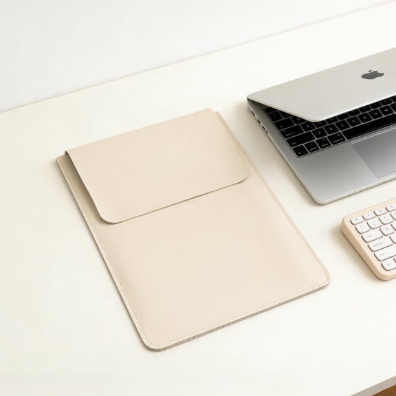 2-in-1 Laptop Sleeve for MacBook Neo, PU Leather Case with Mouse Pad Function, Anti-Scratch, Waterproof, No Magnet, Soft Lining, Slim Carrying Bag,Beige