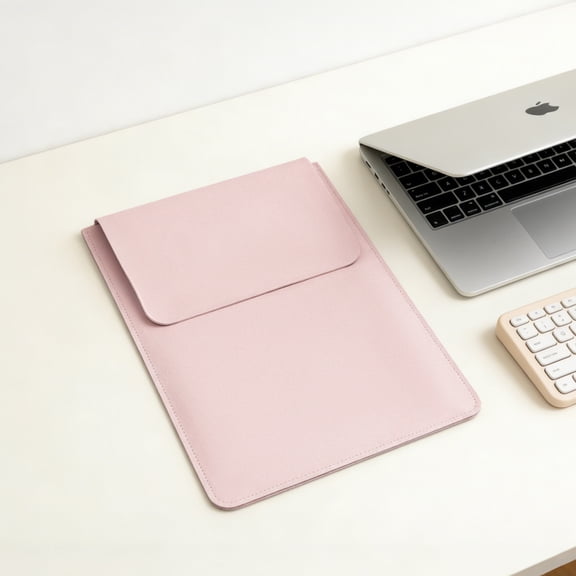 2-in-1 Laptop Sleeve for MacBook Neo, PU Leather Case with Mouse Pad Function, Anti-Scratch, Waterproof, No Magnet, Soft Lining, Slim Carrying Bag,Peach Pink