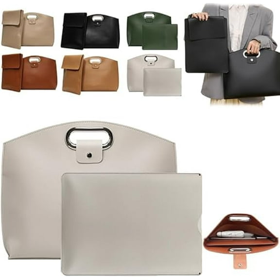 2-in-1 Laptop Tote Set — Where Style Meets Function Waterproof Leather 14-16in 2PCS Women’s Laptop Tote Bag for iPad Cases