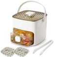 thumbnail image 1 of 2-in-1 Large Capacity Ice Maker & Storage Bin Set, Press Release Ice Cube Tray with Lid & Scoop, Double-Layer 48-Cell Easy Release One-Click Demolding Silicone Mold, Pull-Out Ice Drawer(White), 1 of 3
