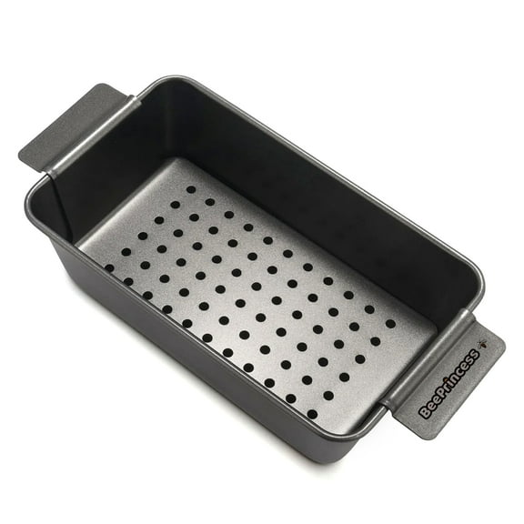 Meat Loaf Pan Bakeware, 2-in-1 Nonstick with Removable Drain Drip Tray, 10x5.7 Inch Loaf Pan, Healthy Ceramic Coating, Carbon Steel Gray