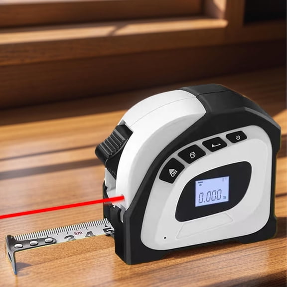 2-in-1 Laser Tape Measure: 131Ft/40m Digital Tape Measure with Infrared Laser, 16ft/5m Retractable Electric Measuring Tape with Led Display | Pythagorean, Area, Volume, Ft/Ft+in/in/M Unit (White)