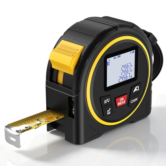 2-in-1 Laser Tape Measure, 132Ft/40m Laser Distance Meter with 16Ft Measuring Tape, Rechargeable Laser Measuring Tool, Backlit LCD Screen Ideal for Home Construction Woodworking DIY