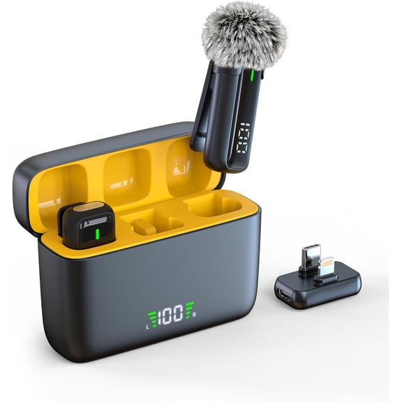 2 in 1 Lavalier Microphone for Android Phone, Noise Canceling USB C Microphone with Case for Video Recording Vlogging YouTube