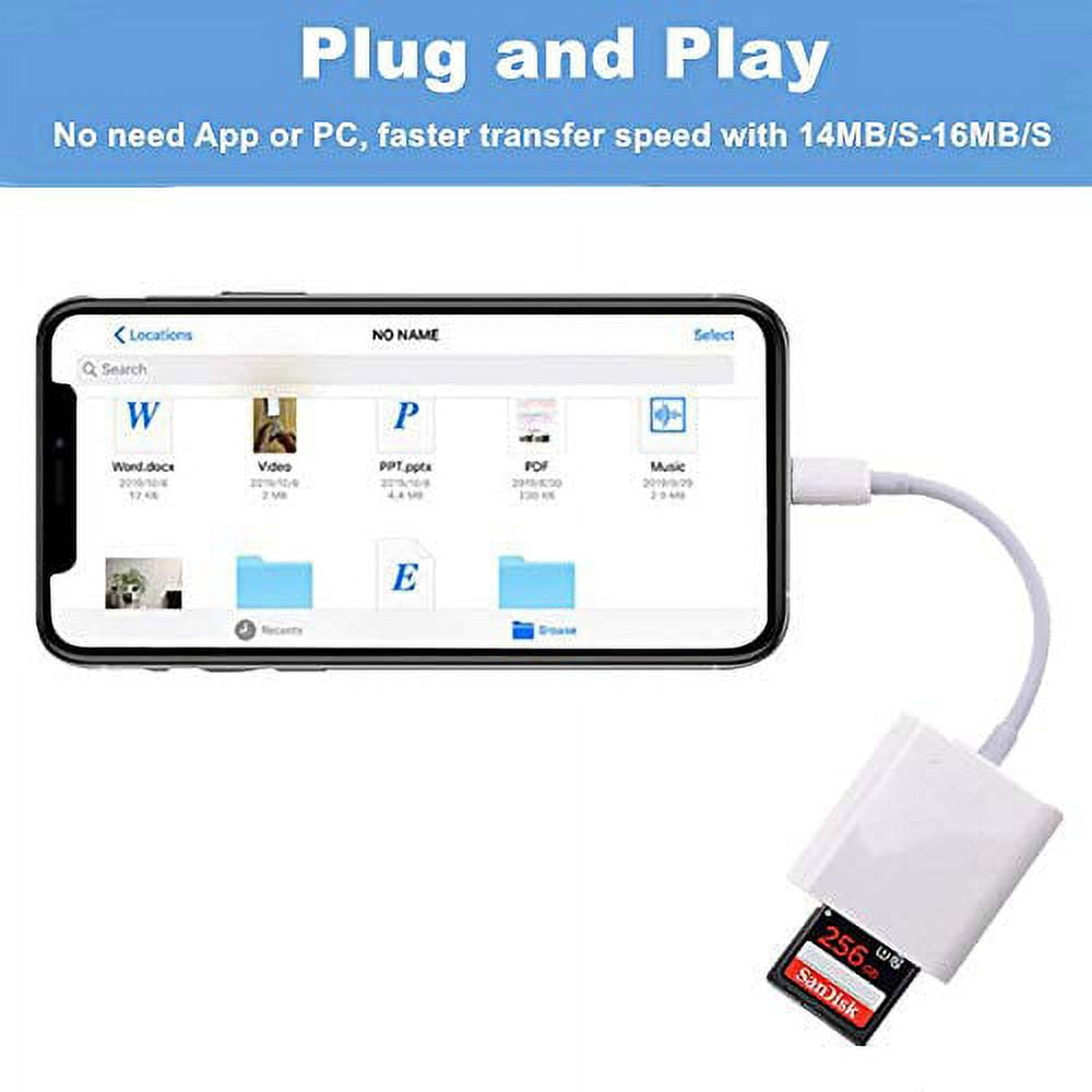2in1 Lightning to SD Card Reader for iPhone iPad, Dual Slot Micro SD