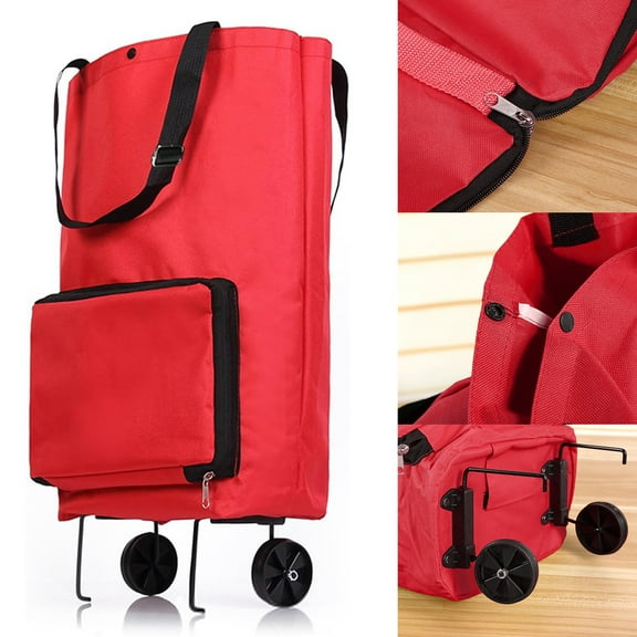 2 in 1 Lightweight Collapsible Shopping Cart, Folding Cart with Wheels, Reusable