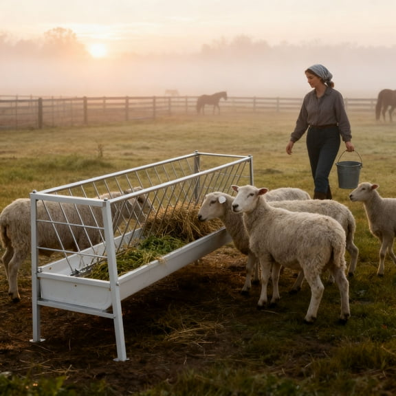 2-in-1 Livestock Goat Feeder, 90 Gallon Goat Hay Feeder, Galvanized Steel Pasture Feeder, 59 x23.6 x33.4 in Animal Pasture Feeder, Weather-Resistant Feed Basin for Indoor Outdoor Use