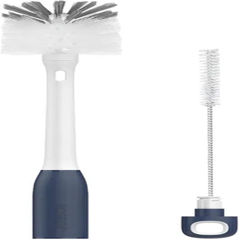 2 in 1 Long Handle Bottle Brush with Straw Brush for Cleaning Glass, Sports Bottle, Coffee Mug, Navy Blue, 1 Pack