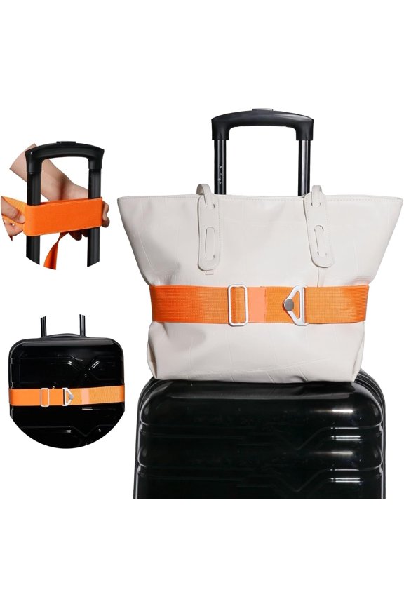 2-in-1 Luggage Straps Add a Bag Bungees Travel Belt for Luggage Strap for Backpack Attachment Over Handle Carry Bag Adjustable Elastic Suitcases Belt Travel Accessories Orange