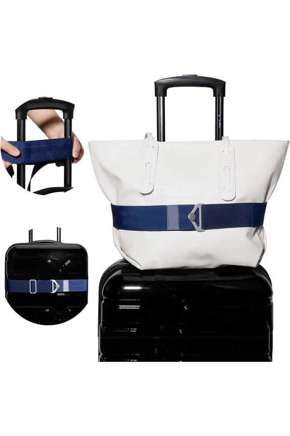 2-in-1 Luggage Straps Add a Bag Bungees Travel Belt for Luggage Strap for Backpack Attachment Over Handle Carry On Bag Adjustable Elastic Suitcases Belt Travel Accessories Blue