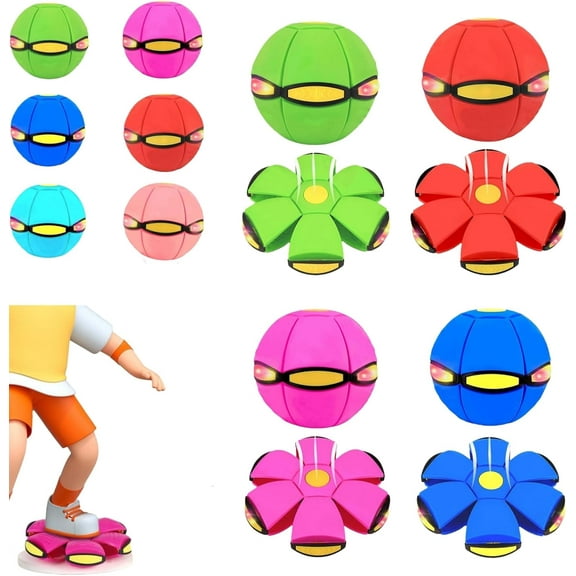 2-in-1 Magic Metaball Bouncing Ball with 6 Lights, Bouncing Ball Magic Meta Balls, Automatic Rebound Double The Fun, Magics Metaball Flying Saucer Toys (4pcs)