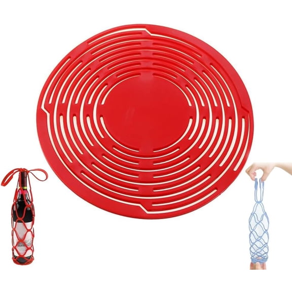 2-in-1 Magic Silicone Wine Tote & Coaster, Expandable Mesh Bottle Carrier for Picnics, BYOB Parties & Hostess Gifts