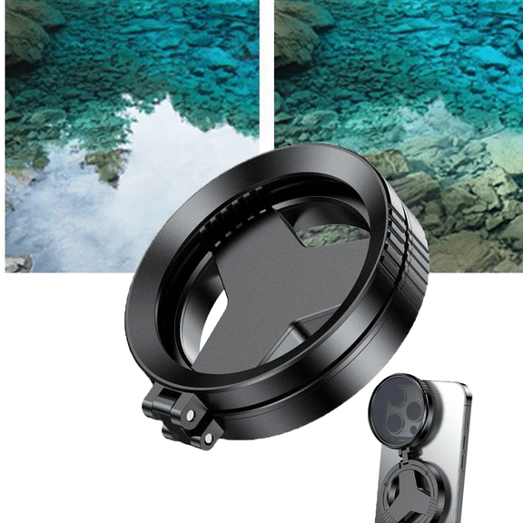 2-in-1 Magnetic CPL & Star Lens Filter, 52mm Universal Phone Lens Adapter Mount, Double-Sided Retractable Polarizing Filter Ring, HD Multi-Coated Camera Photography Filter
