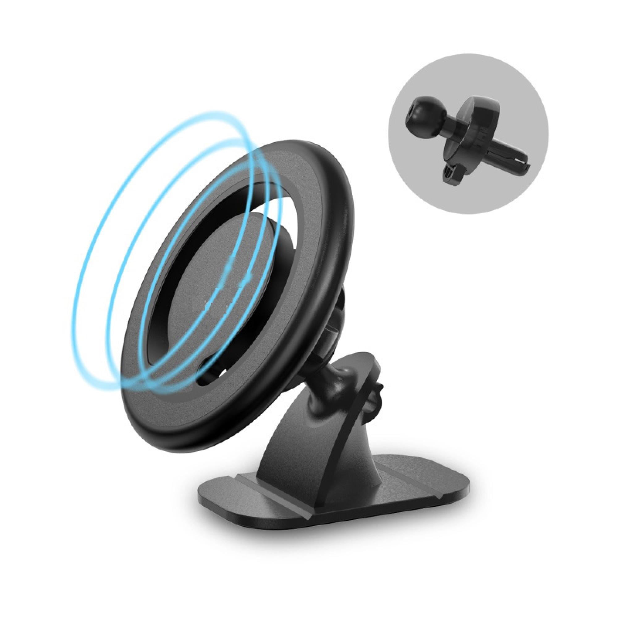 2-in-1 Magnetic Car Phone Mount Kit – Vent & Dashboard Mount, 360° Swivel, Universal Fit, Black