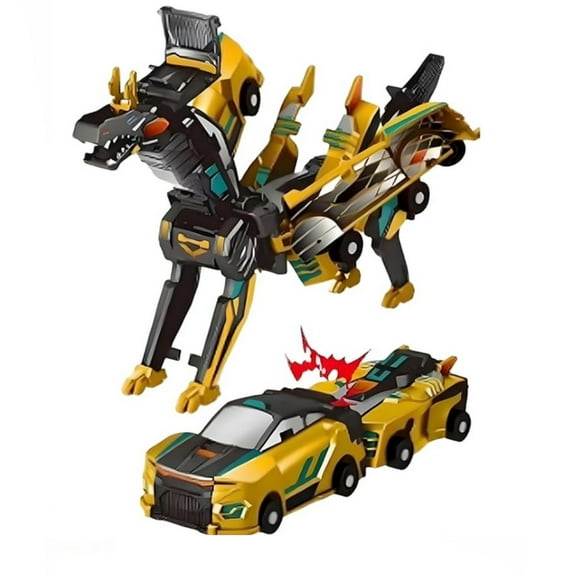 2 in 1 Magnetic Cars Transforming Dinosaur Toys – Collision into Dinosaur Toys, for Boys Girls Age 2-12, Christmas Birthday Gift (Gold)