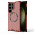thumbnail image 1 of 2-in-1 Magnetic Case for Samsung Galaxy S24 Ultra, [Anti-fall] [Compatible with MagSafe] Shockproof Translucent Honeycomb Pattern Back Ultra Slim Protective Case for Samsung Galaxy S24 Ultra,Red, 1 of 11