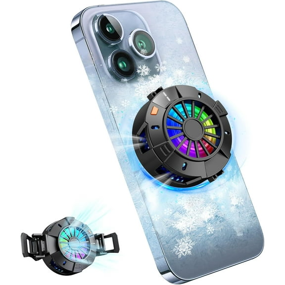 2-in-1 Magnetic & Clip-On Phone Cooler  Semiconductor-Powered Gaming Cell Phone Cooling Fan Radiator for iPhone/Android/iPad/Tablet  Ideal for Gaming, Video Calls, Live Broadcasting, and Vlog