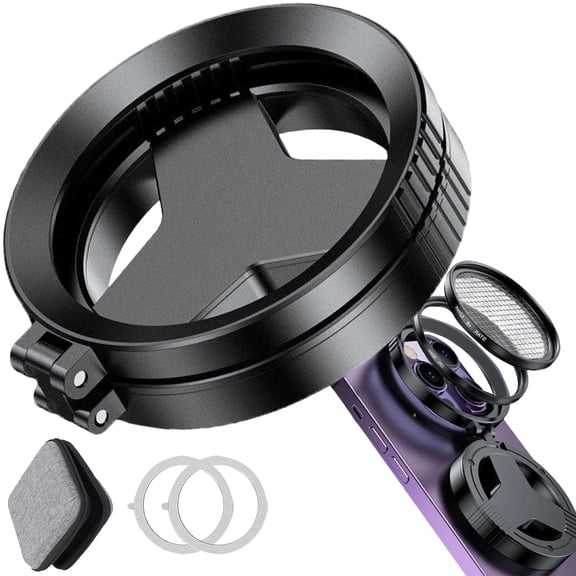 2-in-1 Magnetic Cpl & Star Filter Lens, 52mm Phone Lens Filter Adapter Mount, Rotatable CPL Filter Reduces Reflections Enhances Colors for Smartphone Photography