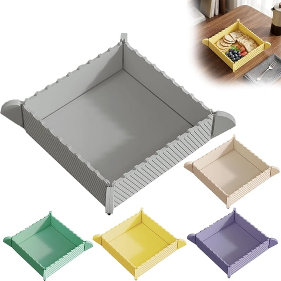 2-in-1 Magnetic Foldable Silicone Mat & Serving Tray, Non-Slip Heat Resistant Waterproof Outdoor Dining Trays, Portable Foldable Silicone Plate, Multifunctional Magnetic Tray (Gray)