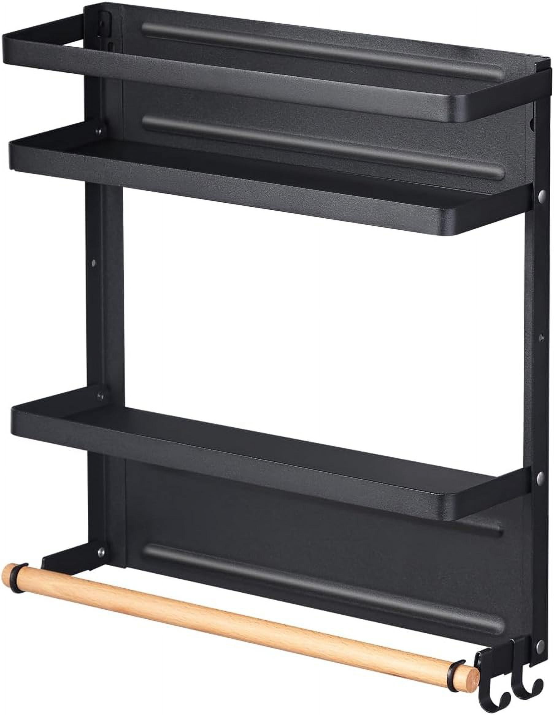 2-in-1 Magnetic Paper Towel Holder Spice Rack Black, White with Hook ...
